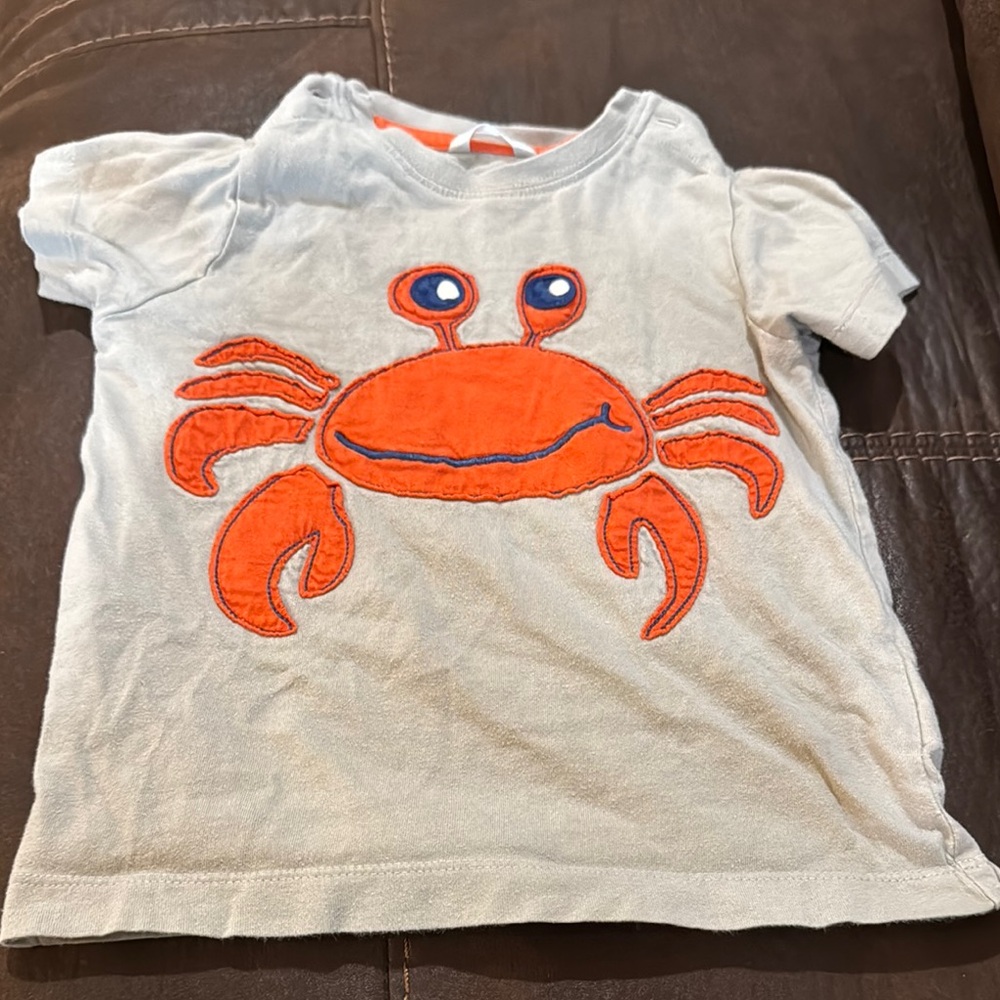 Baby Boden Crab Graphic T-Shirt - Light Blue and Orange